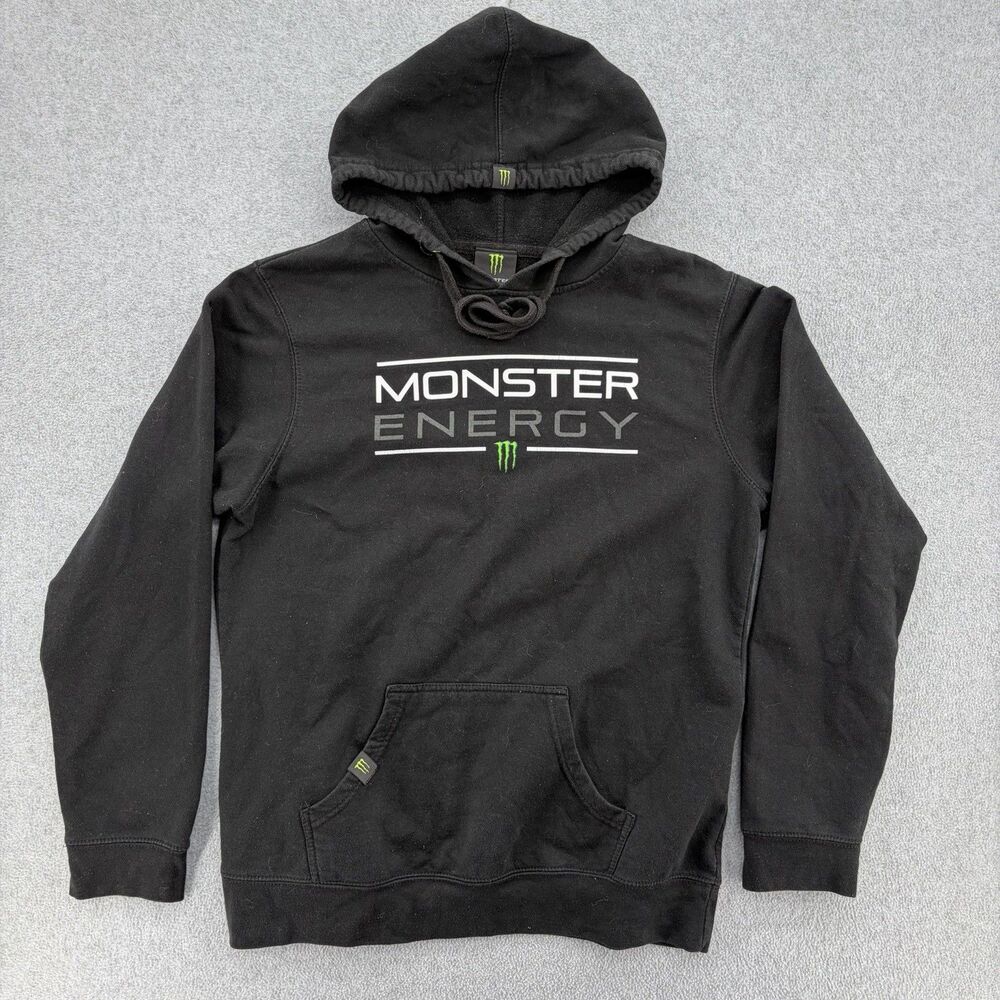 Monster Energy Pullover Hoodie Black Graphic Logo Sweatshirt Womens XL